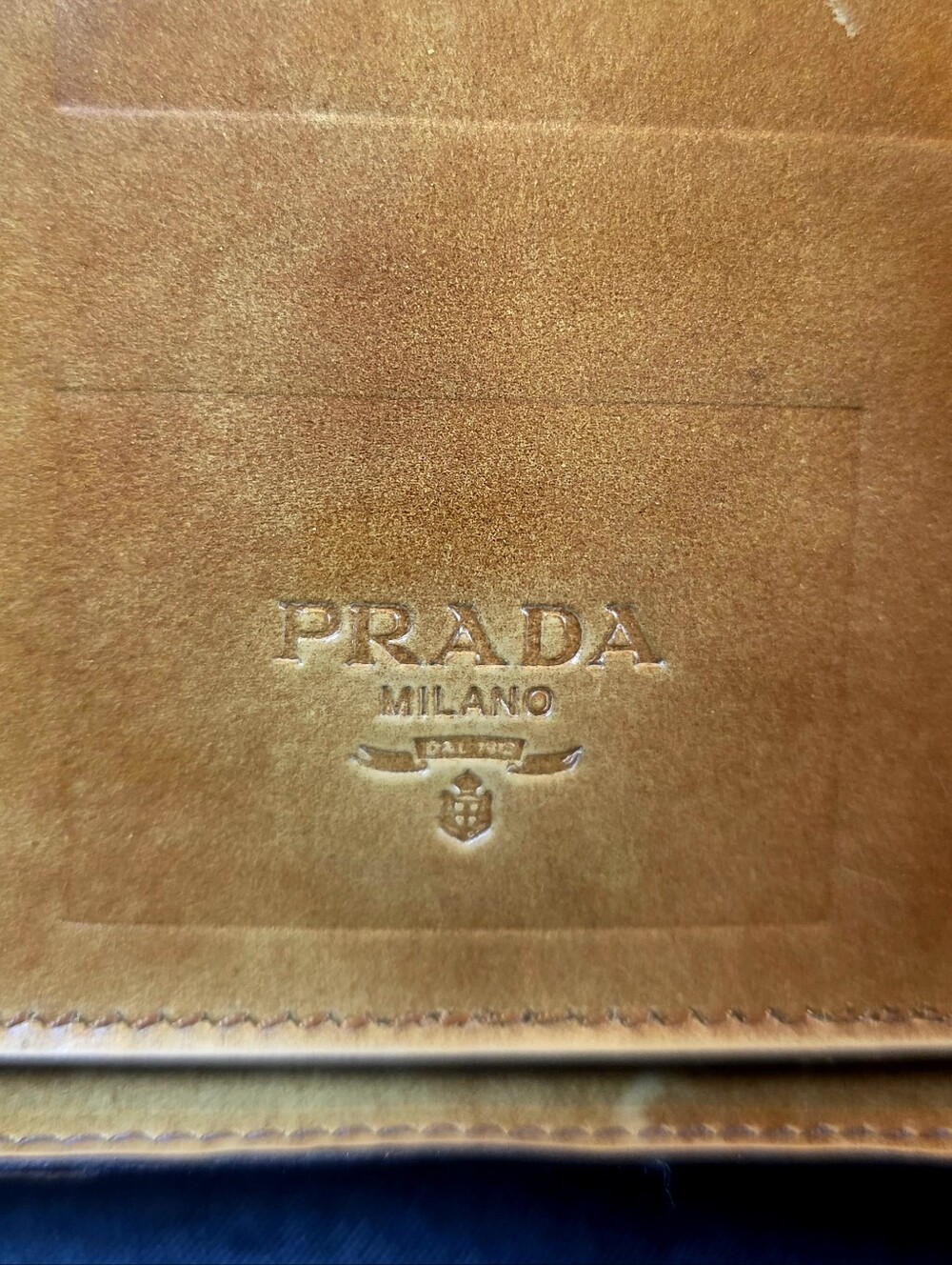 Vintage Y2K  Prada Cognac/Caramel Leather with Tortoiseshell Strap. - Picture 8 of 14